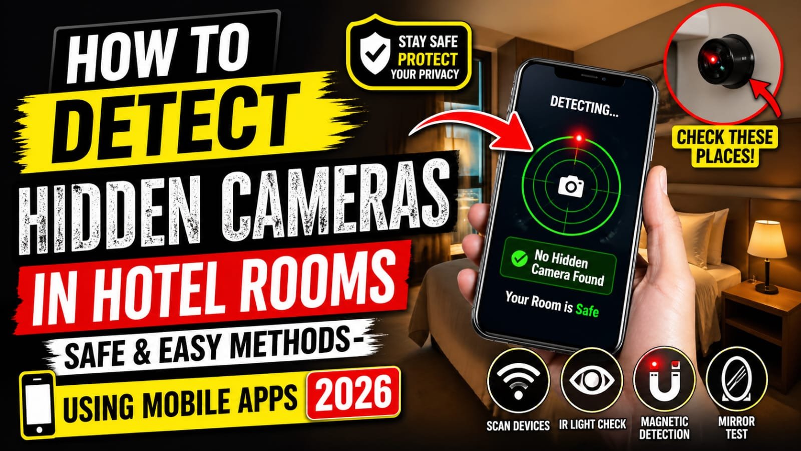 How to Detect Hidden Cameras in Hotel Rooms Safe and Easy Methods Using Mobile Apps 2026